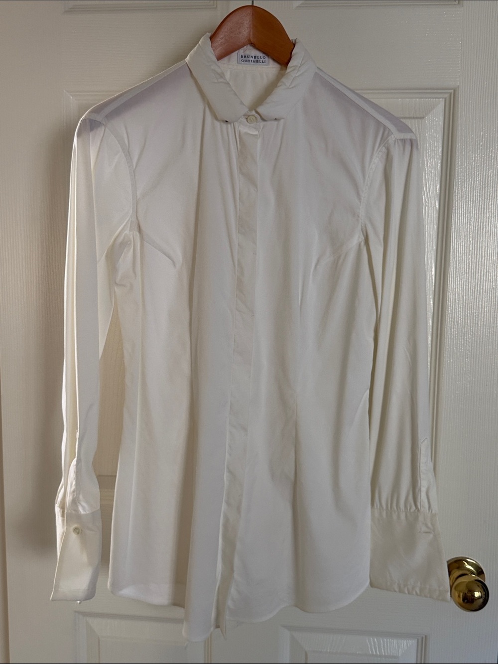 Brunello Cucinelli Cream-White Long-Sleeve Button-Up Shirt